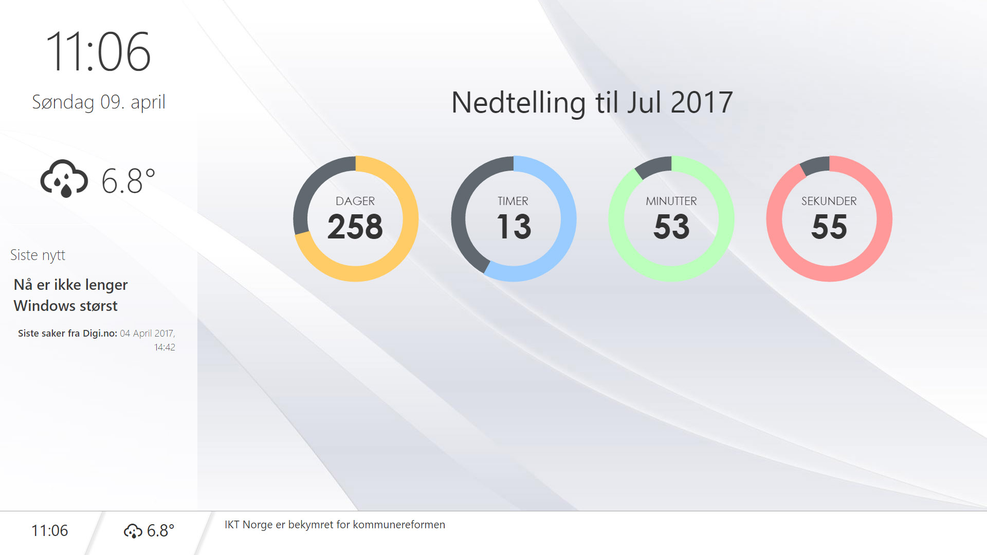 Eksempel på infoskjerm-innhold
